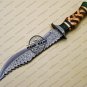 Damascus Bowie Knife Custom Handmade Damascus Steel Fixed Blade Hunting Knife With Leather Sheaths