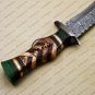 Damascus Bowie Knife Custom Handmade Damascus Steel Fixed Blade Hunting Knife With Leather Sheaths