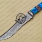 Damascus Bowie Knife Custom Handmade Damascus Steel Hunting Knife With Colored Bone Handle Sheaths