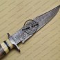 Damascus Bowie Knife Clip Point Blade Custom Handmade Knife With Colored Bone Handle Sheaths