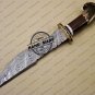 Fixed Blade Damascus Bowie Knife Custom Handmade Damascus Steel Hunting Bowie Knife + Corain & Stag