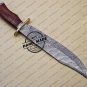 Damascus Bowie Knife Custom Handmade Damascus Steel Hunting Damascus Bowie Knife + Rose Wood Handle
