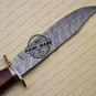 Damascus Bowie Knife Custom Handmade Damascus Steel Hunting Damascus Bowie Knife + Rose Wood Handle