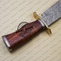 Damascus Bowie Knife Custom Handmade Damascus Steel Hunting Damascus Bowie Knife + Rose Wood Handle