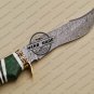 Damascus Bowie Knife Fixed Blade Custom Handmade Damascus Steel Knife With Cow Handle Sheaths