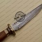 Fancy Damascus Bowie Knife Custom Handmade Damascus Steel Hunting Knife + Rose Wood Handle Sheaths