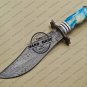 Damascus Bowie Knife Fixed Blade Custom Handmade Damascus Steel Knife With Cow Handle Sheaths