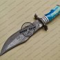 Damascus Bowie Knife Fixed Blade Custom Handmade Damascus Steel Knife With Cow Handle Sheaths