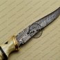 Fancy Damascus Bowie Knife Fixed Blade Handmade Damascus Steel Knife With Bone File Worked Handle