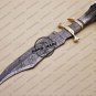 Professional Damascus Bowie Knife Custom Handmade Damascus Steel Hunting Knife + Colored Bone Handle