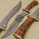 Rody Stan Beautiful Custom Handmade Damascus Steel Hunting Damascus Bowie Knife + Rose Wood Handle