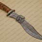 Rody Stan Beautiful Custom Handmade Damascus Steel Hunting Damascus Bowie Knife + Rose Wood Handle