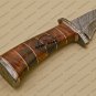Rody Stan Beautiful Custom Handmade Damascus Steel Hunting Damascus Bowie Knife + Rose Wood Handle