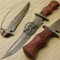 Rody Stan Style Beautiful Custom Handmade Damascus Bowie Knife With Rose Wood Handle