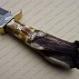 Damascus Bowie Knife Custom Handmade Damascus Steel Hunting Damascus Bowie Knife + Stag Handle