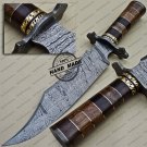 Damascus Bowie Knife Custom Handmade Damascus Steel Hunting Damascus Knife Walnut Rose wood Handle
