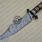 Damascus Bowie Knife Custom Handmade Damascus Steel Hunting Damascus Knife Walnut Rose wood Handle