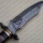 Damascus Bowie Knife Custom Handmade Damascus Steel Hunting Damascus Knife Walnut Rose wood Handle
