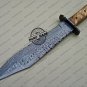 Damascus Bowie Knife Custom Handmade Damascus Steel Hunting Damascus Bowie Knife + Cow Wood Handle