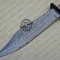 Damascus Bowie Knife Custom Handmade Damascus Steel Hunting Damascus Bowie Knife + Cow Wood Handle