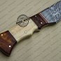 Damascus Bowie Knife Custom Handmade Damascus Steel Hunting Knife With Bone and Rose Wood Handle