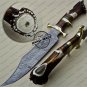 Professional Damascus Bowie Knife Custom Handmade Damascus Steel Hunting Knife With Stag Handle