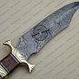 Professional Damascus Bowie Knife Custom Handmade Damascus Steel Hunting Knife With Stag Handle