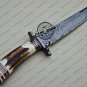 Damascus Bowie Knife Custom Handmade Damascus Steel Hunting Damascus Bowie Knife With Stag Handle