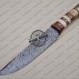 Fancy Damascus Bowie Knife Custom Handmade Damascus Steel Hunting Damascus Bowie Knife + Cow Bone