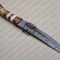 Fancy Damascus Bowie Knife Custom Handmade Damascus Steel Hunting Damascus Bowie Knife + Cow Bone