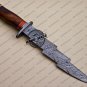 Damascus Bowie Knife Fixed Blade Handmade Damascus Steel Hunting Knife With Rose Wood Handle