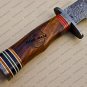 Damascus Bowie Knife Fixed Blade Handmade Damascus Steel Hunting Knife With Rose Wood Handle