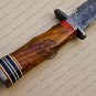 Damascus Bowie Knife Fixed Blade Handmade Damascus Steel Hunting Knife With Rose Wood Handle