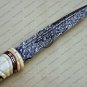 Fixed Blade Damascus Skinner Knife Custom Handmade Damascus Steel Hunting Knife With Bone Handle