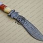 Damascus Bowie Knife Custom Handmade Damascus Steel Hunting Knife With Colored Bone Handle