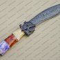 Damascus Bowie Knife Custom Handmade Damascus Steel Hunting Knife With Colored Bone Handle