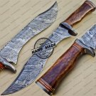 Damascus Bowie Knife Custom Handmade Damascus Steel Hunting Knife With Colored Bone Handle