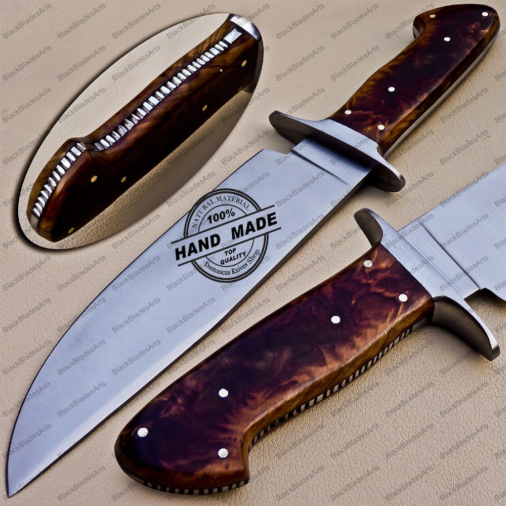 Bowie Knife Custom Handmade Stainless Steel Hunting Knife With Rose Wood Handle Sheaths
