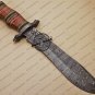 Damascus Bowie Knife Custom Handmade Damascus Steel Hunting Knife With Pakka Wood Handle