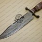 Damascus Bowie Knife Custom Handmade Damascus Steel Hunting Bowie Knife With Colored Bone Handle