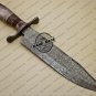 Damascus Bowie Knife Custom Handmade Damascus Steel Hunting Bowie Knife With Colored Bone Handle