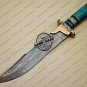 Custom Handmade Damascus Steel Hunting Damascus Bowie Knife With Colored Bone Handle 961