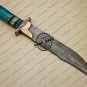 Custom Handmade Damascus Steel Hunting Damascus Bowie Knife With Colored Bone Handle 961