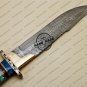 Custom Handmade Damascus Steel Hunting Damascus Bowie Knife With Colored Bone Handle 961