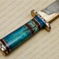 Custom Handmade Damascus Steel Hunting Damascus Bowie Knife With Colored Bone Handle 961