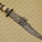 Damascus Bowie Knife Custom Handmade Damascus Steel Hunting Knife With Colored Bone Handle Sheaths