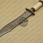 Damascus Bowie Knife Custom Handmade Damascus Steel Hunting Knife With Bone Rose Wood Handle Sheaths