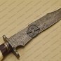 Damascus Bowie Knife Custom Handmade Damascus Steel Hunting Knife With Bone Rose Wood Handle Sheaths