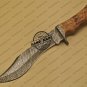 Damascus Bowie Knife Custom Handmade Damascus Steel Hunting Knife Cow Wood Handle Leather Sheaths