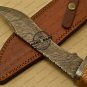 Damascus Bowie Knife Custom Handmade Damascus Steel Hunting Knife Cow Wood Handle Leather Sheaths